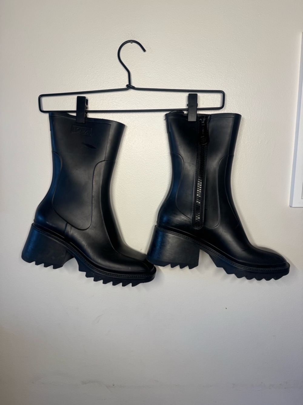 Chloe Betty Rubber Rain Boots- Black SZ 39